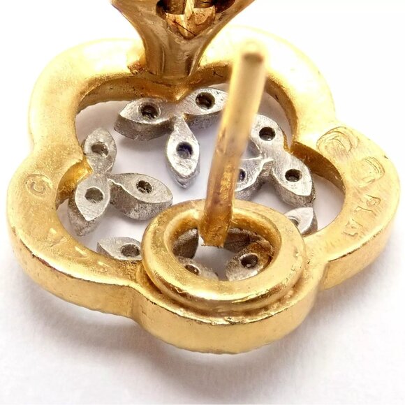 Authentic! Cathy Waterman 22k Yellow Gold Platinum Diamond Vine Flower Earrings - Picture 3 of 11